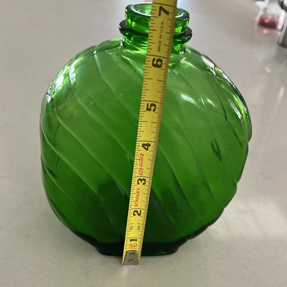 Vintage Green Duraglass Refrigerator Bottle Green Diagonal Lines Art Deco No Lid